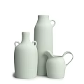 Rustic Handcrafted Ceramic Vases in Warm Brown Hues with Various Handle Designs