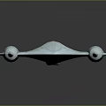Futuristic Silver Craft With Sleek Aerodynamic Design And Twin Thrusters On Dark Reflective Background