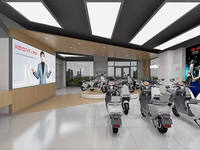 WORLD FUN Electric Scooter Store With Modern Interior And Large Screen 3d model