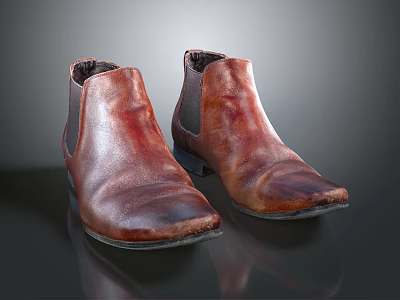 Brown Leather Chelsea Boots With Elastic Side Panels And Dark Sole 3d model