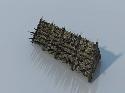Handmade Wooden Swing Door With Spiked Decorative Structure For Security 3d model