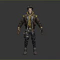 Adventurous Male Character 3D Model With Brown Hair Yellow Hoodie And Brown Jacket
