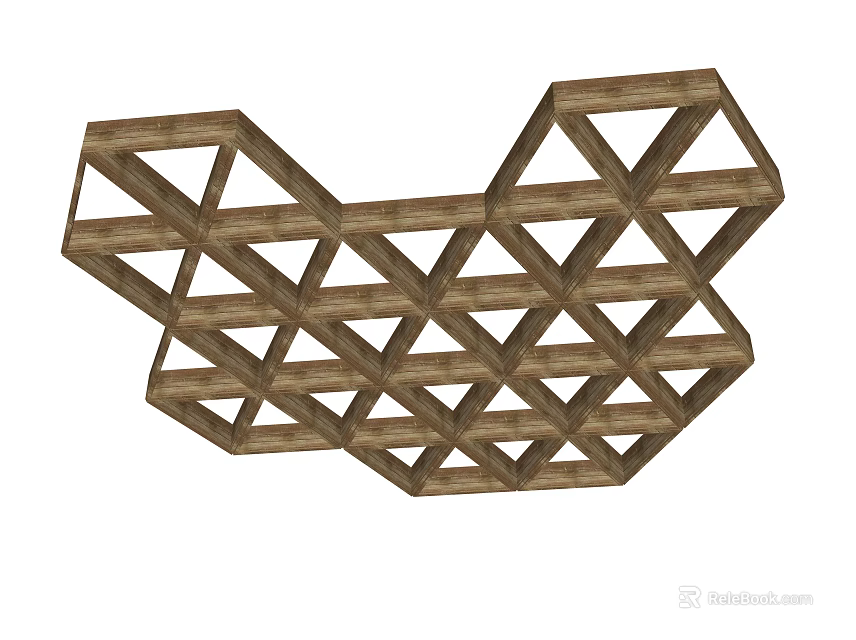 Decorative Wooden Geometric Lattice Framework Ceiling Design For Modern Interior 3d model