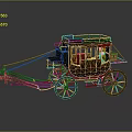 Vintage Horse Carriage With Wooden Structure Carved Details Roof Railings And Spoked Wheels