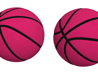 Two Pink Basketballs As Sports Equipment With Black Lines And Textured Surface 3d model
