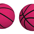 Two Pink Basketballs As Sports Equipment With Black Lines And Textured Surface