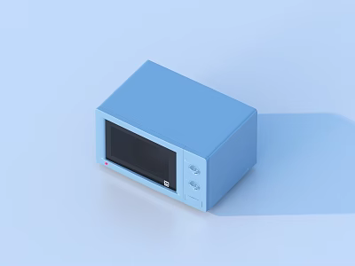 Modern Blue Microwave Oven With Sleek Design For Kitchen Use 3d model