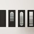 Black Hinged Doors with Solid and Glass Panel Designs for Home Interior 3d model