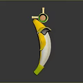 Cartoon Peeled Banana Dancing Character With Green Leaf Hat Decoration On Gray Background