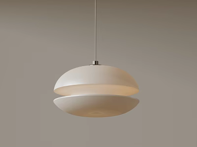 Modern White Pendant Light With Double Layered Dome Design For Contemporary Home Decor 3d model