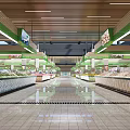 Modern Supermarket Fresh Meat Section With Display Counters Bright Lighting And Fresh Produce