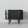 Modern Black TV Stand With Storage Cabinets And Metal Legs For Living Room