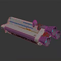 Futuristic Interstellar Spaceship With Blue And White Hull And Dual Blue Lit Engines