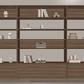 Modern Walnut Bookcase With Multiple Shelves Books Decorative Items And Storage Cabinets