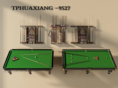 TPHUAXIANG 9527 Billiard Table Recreation Equipment With Green Felt And Cue Racks 3d model