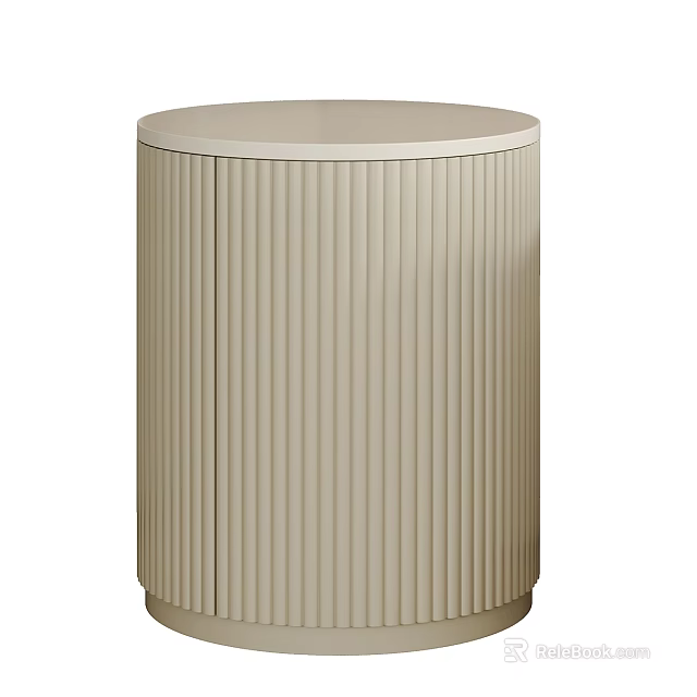 Modern Round Top Coffee Table With Vertical Stripe Design In Beige Color 3d model