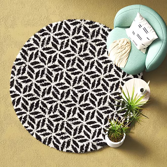 Modern Round Carpet Decorative Ornaments Plush Carpet 3d model