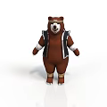 Cartoon Brown Bear Wearing Black Vest And Goggles With White Paws Standing On White Background