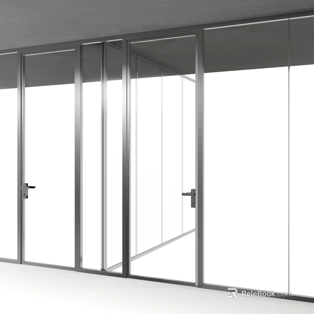 Modern Sliding Doors With Glass Panels And Metal Frames For Interior Spaces Design 3d model 