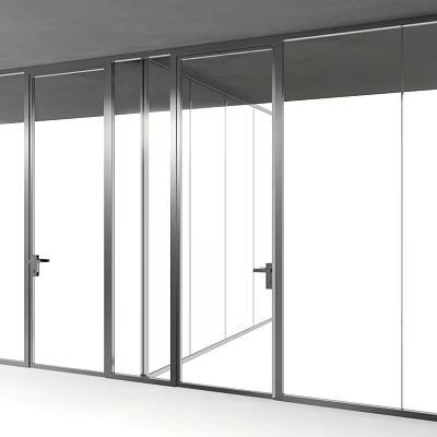 Modern Sliding Doors With Glass Panels And Metal Frames For Interior Spaces Design 3d model