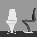 Modern White and Black Accent Chairs with Sleek Curved Lines in Interior