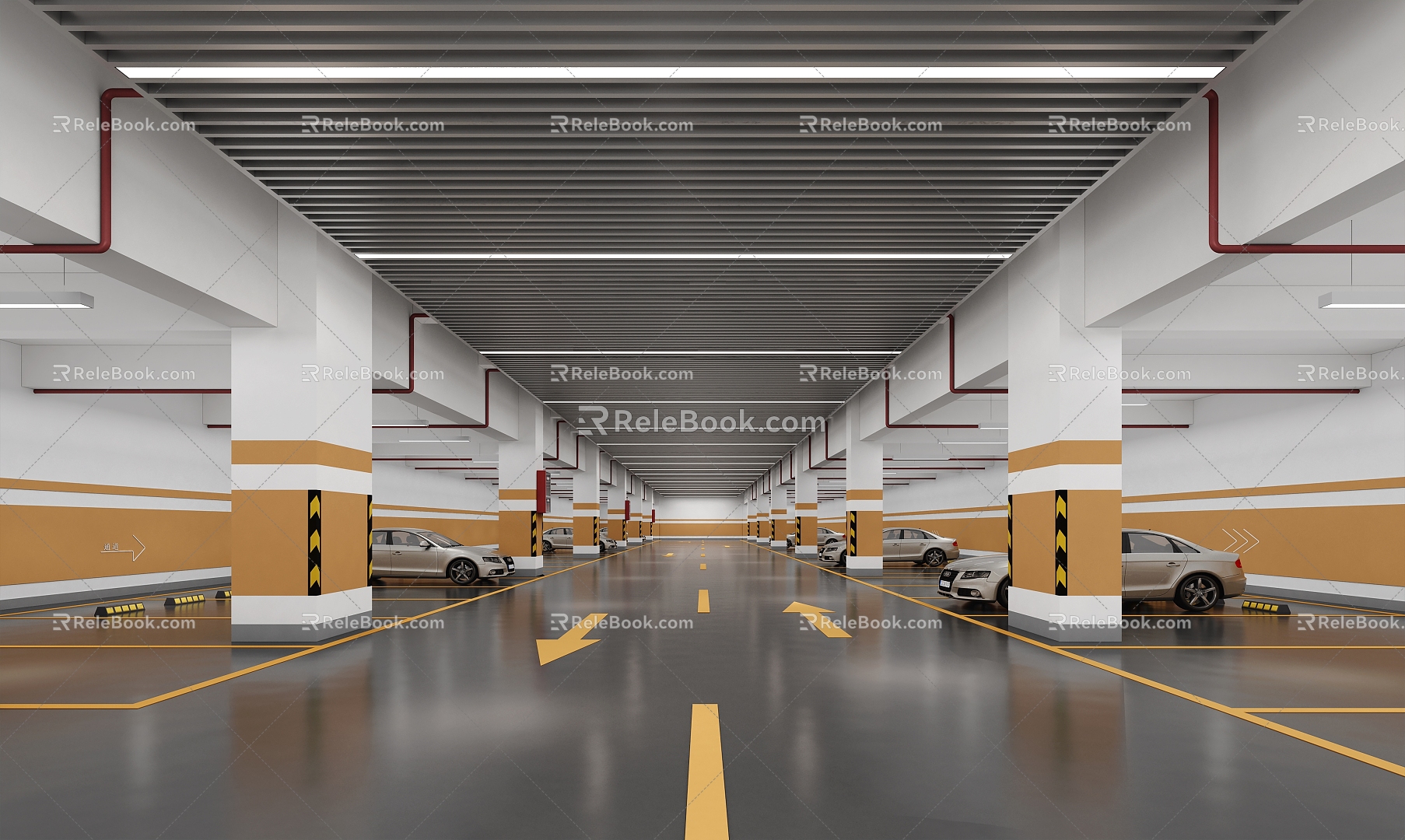 Underground Parking Garage School Office Building Underground Parking 3d model