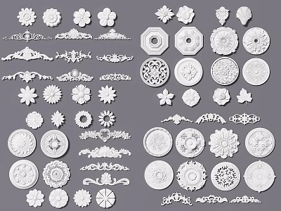 Various Decorative Carvings With Intricate Floral And Geometric Patterns 3d model