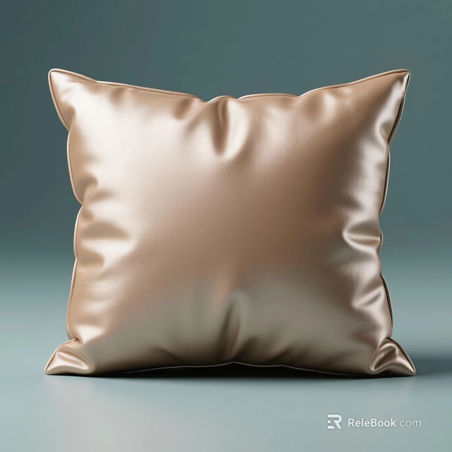Golden Smooth Leather Pillow for Modern Home Decor Displayed on Gray Background 3d model 