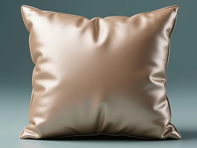 Golden Smooth Leather Pillow for Modern Home Decor Displayed on Gray Background 3d model