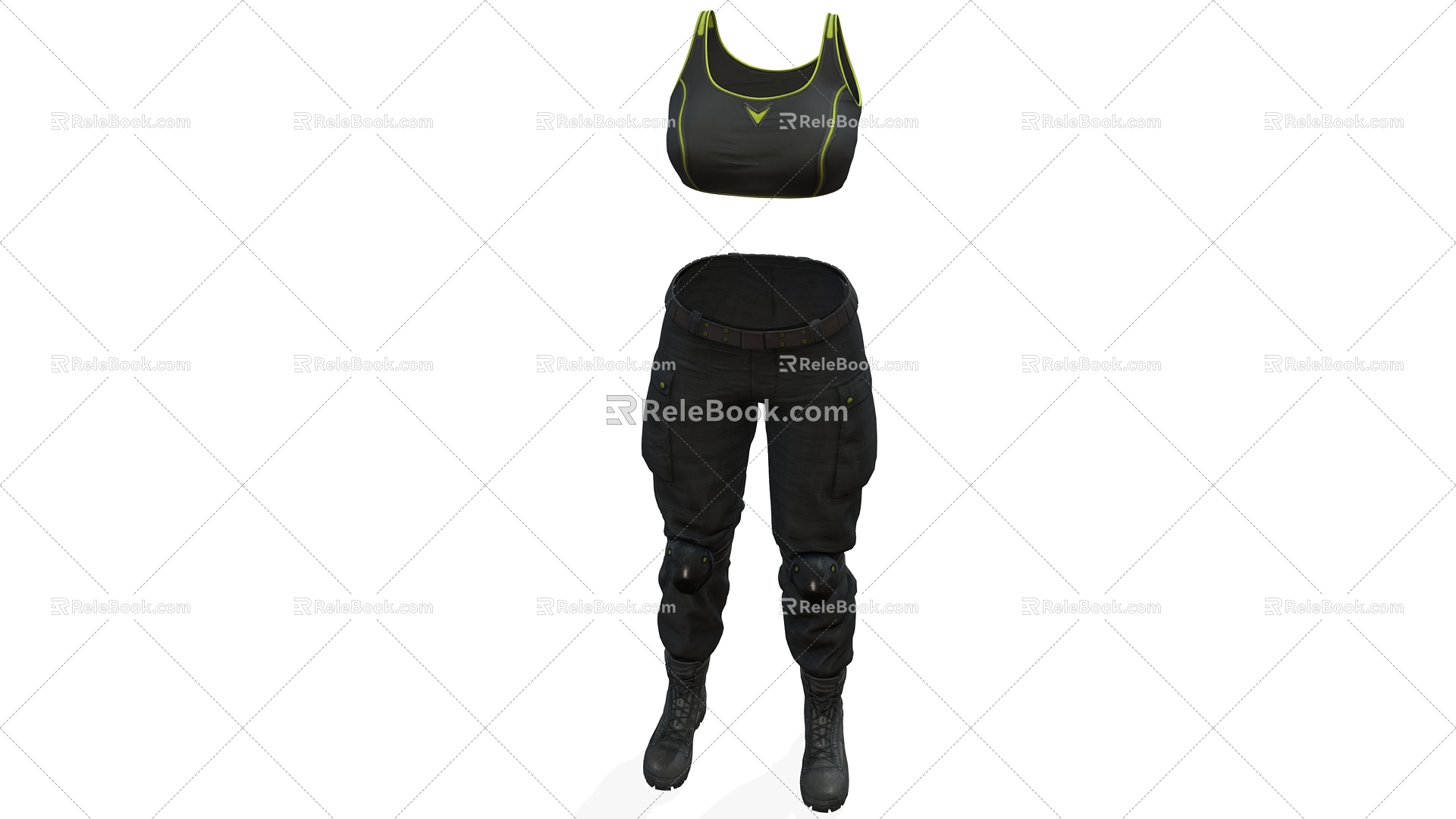 Coil pants sportswear suit vest clothes pants riding boots 3d model