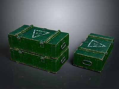Set Of Green Storage Boxes With Triangle Logo For Home Utility Use 3d model