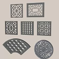 New Chinese-style openwork window carved pattern openwork window lattice wall lattice window antique leak window 3d model