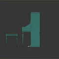 Classic Vintage Turquoise Piano With Matching Stool And Red Cushion Detail