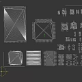 Electronic Components Collection Featuring Chips Circuit Boards And Connectors In Gray Purple