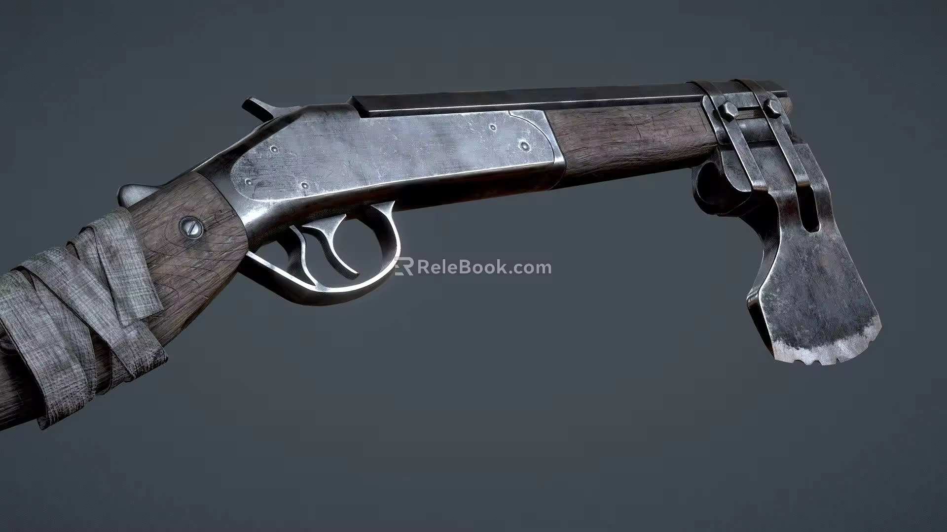 weapon shotgun axe 3d model