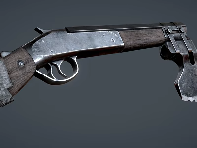 Vintage Shotgun Weapon With Wooden Stock Metal Barrel Trigger And Retro Design Features 3d model