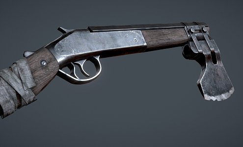 weapon shotgun axe 3d model