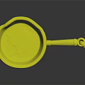 Silver Frying Pan With Wooden Handle And Golden End For Kitchen Use