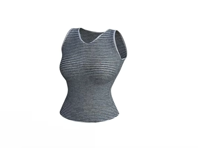Gray Striped Sleeveless Tank Top With Fitted Knitted Design For Women 3d model