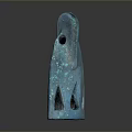 Abstract Blue Sculpture Carving With Unique Organic Shape And Triangular Cutouts