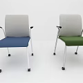 Ergonomic Modern Office Chairs With Armrests Wheels And Blue Green Cushions Contemporary Design