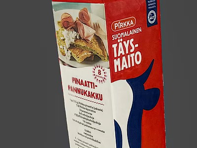 Pirkka Pinnarti Pannukakku Pancake Mix With Finnish Whole Milk And Red Cow Design Packaging 3d model