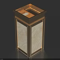 Public Facility Square Trash Can With Metal Frame And Marble Panel Design 3d model
