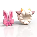Cute Animal Hair Accessories Pink Rabbit Ear With Bow And White Sheep With Yellow Horns