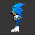 Blue Hedgehog Character With Yellow Belly Red Gloves And White Shoes Standing With Spread Arms