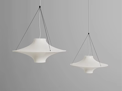 Modern White Pendant Lights with Geometric Shade and Hanging Cords 3d model