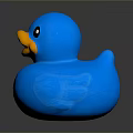 Blue Rubber Duck Bath Toy For Kids With Yellow Beak And Smooth Surface