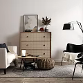 Modern Sofa And Coffee Table Set With Light Rug Beige Upholstery And Floor Lamp