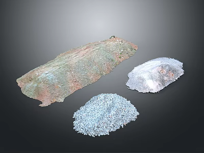 Natural Mineral Specimens Featuring Green White Gray Hues And Irregular Textures 3d model