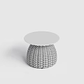 Modern White Round Top Coffee Table With Black And White Woven Base 3d model